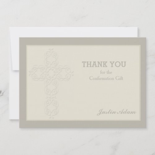 Cross Watermark Religious Thank You Notecard