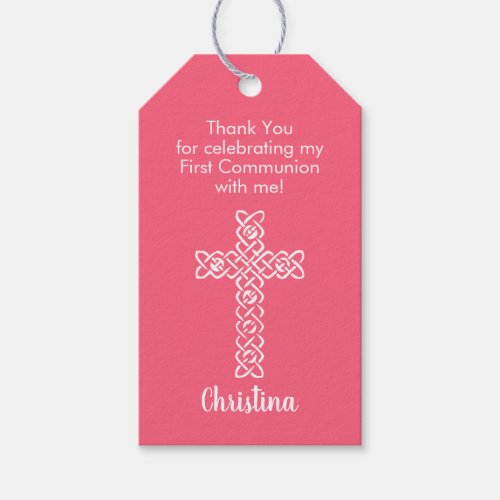 Cross Watermelon Pink Communion Baptism Christen Gift Tags