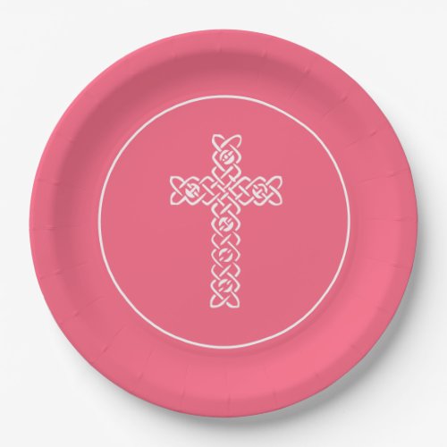 Cross Watermelon Pink Communion Baptism Christen Paper Plates