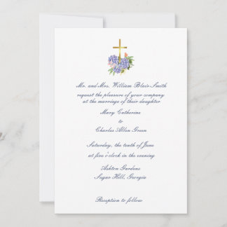 Cross Wedding Invitation, Hydrangea, Anniversary Invitation