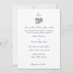Cross Wedding Invitation, Hydrangea, Anniversary Invitation