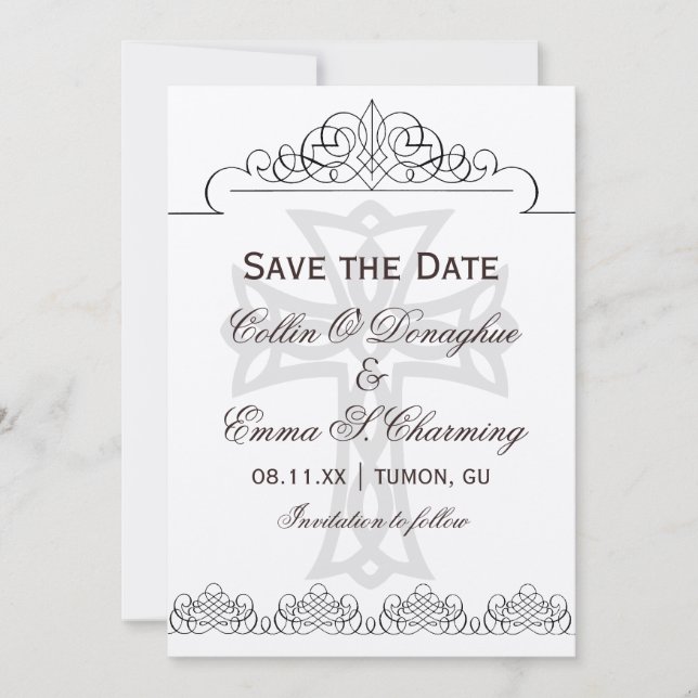 Cross Wedding Save the Date Cards (Front)