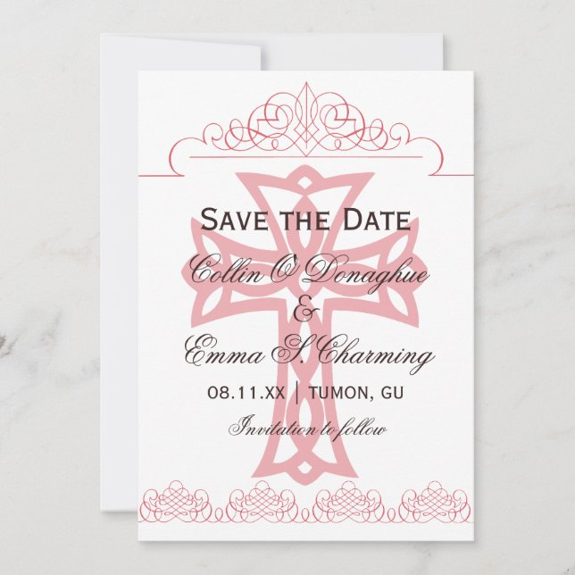 Cross Wedding Save the Date Cards (Front)