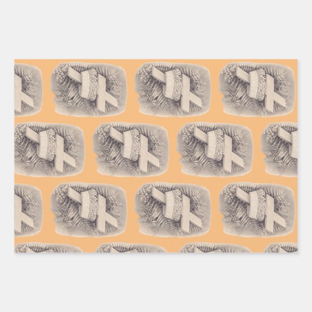 Cross with a crown and victory wrapping paper sheets (Front)