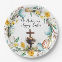 Cross with decorative eggs I floral Easter