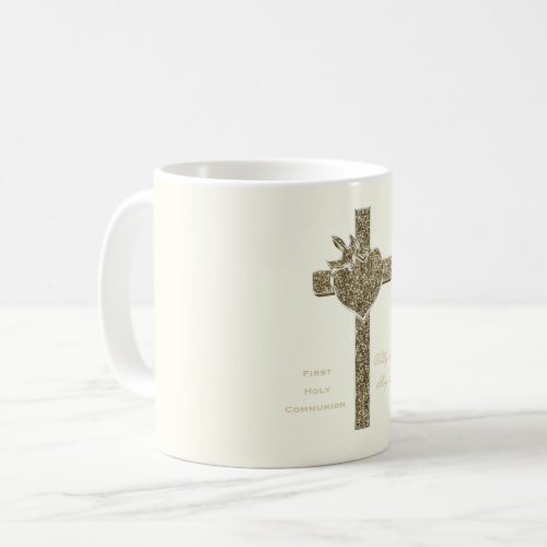 Cross with Dove and Heart Religious Coffee Mug