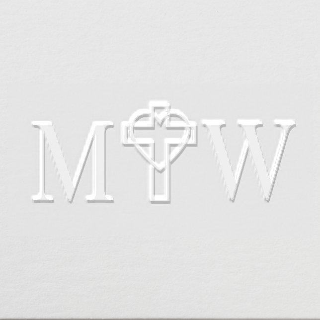 Cross with Entwined Heart Couple 2 Init Monogram Embosser (Design)