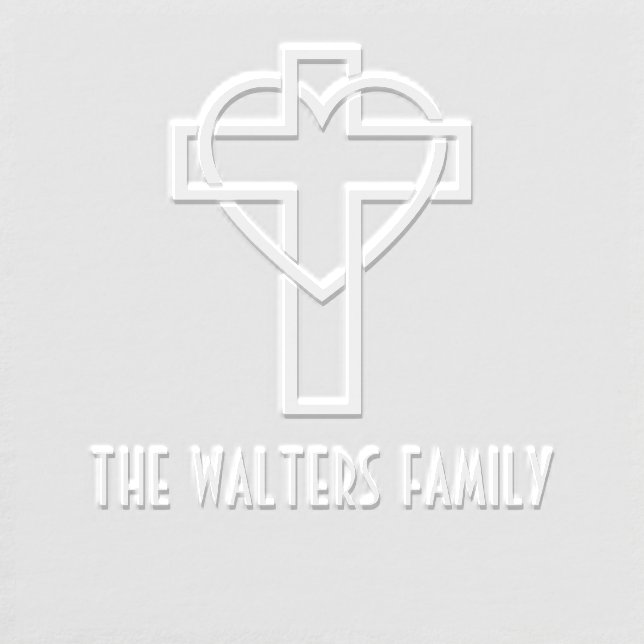 Cross with Entwined Heart Family Name Embosser (Design)