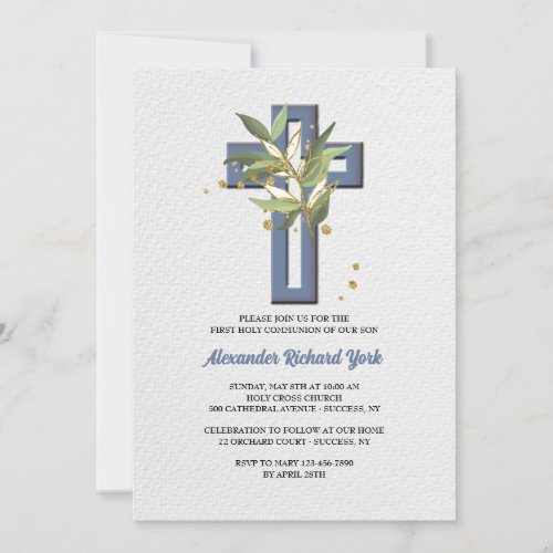 Cross With Ferns Religious Invitation