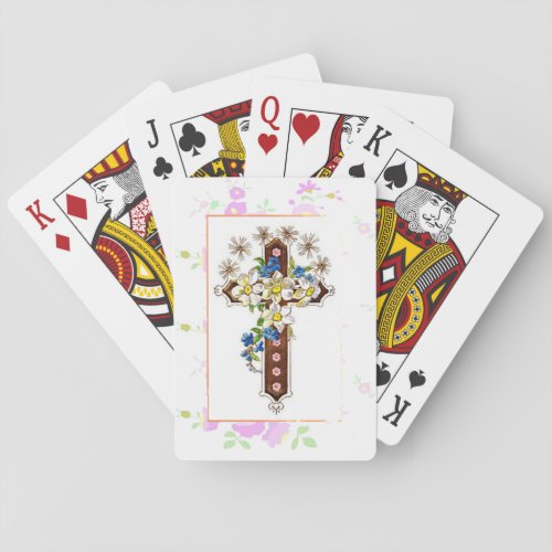 Cross With Flowers Bicycle Playing Cards
