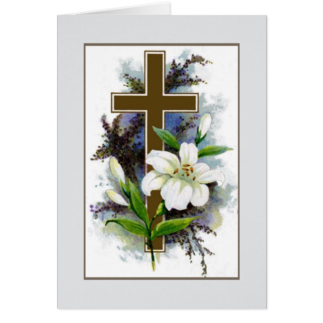 Cross With Flowers Cards (Front)