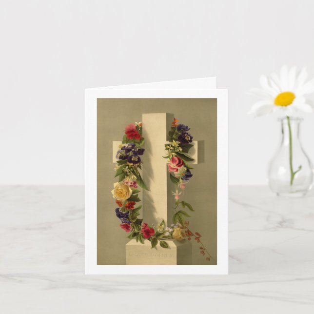 Cross with Flowers Easter Card (Small Plant)