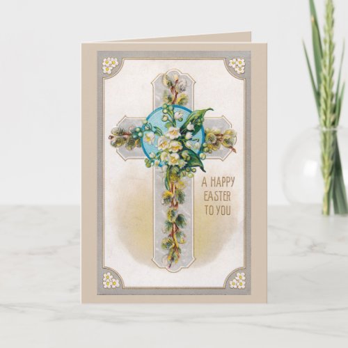Cross with Flowers Easter Greeting Card