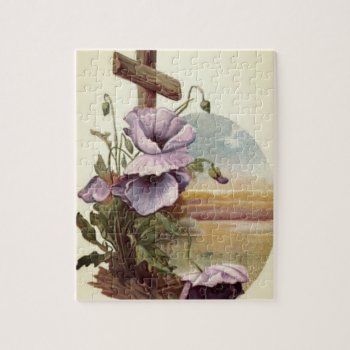 Cross With Flowers Jigsaw Puzzle by justcrosses at Zazzle