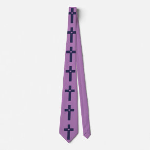 Cross With Heart Sacred Religious Art Neck Tie