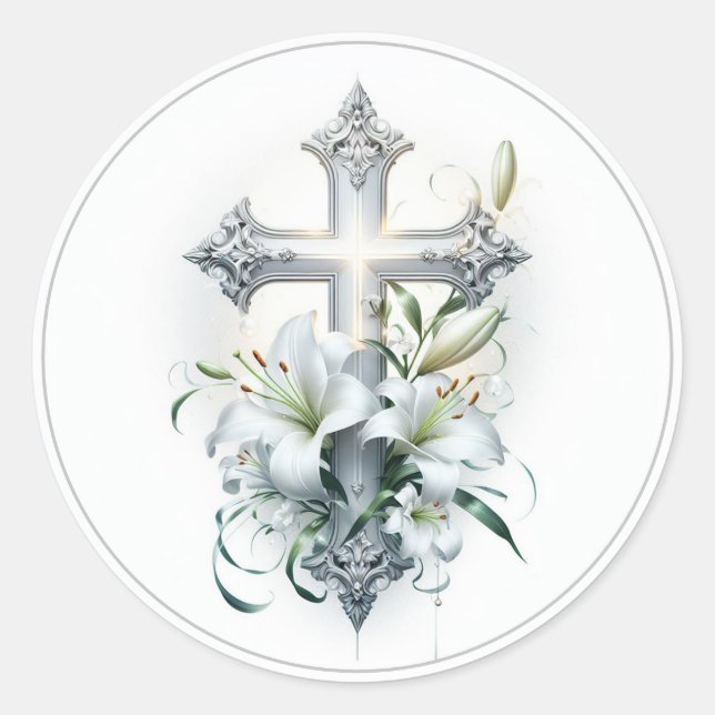 Cross with Lilies Envelope Seal (Front)