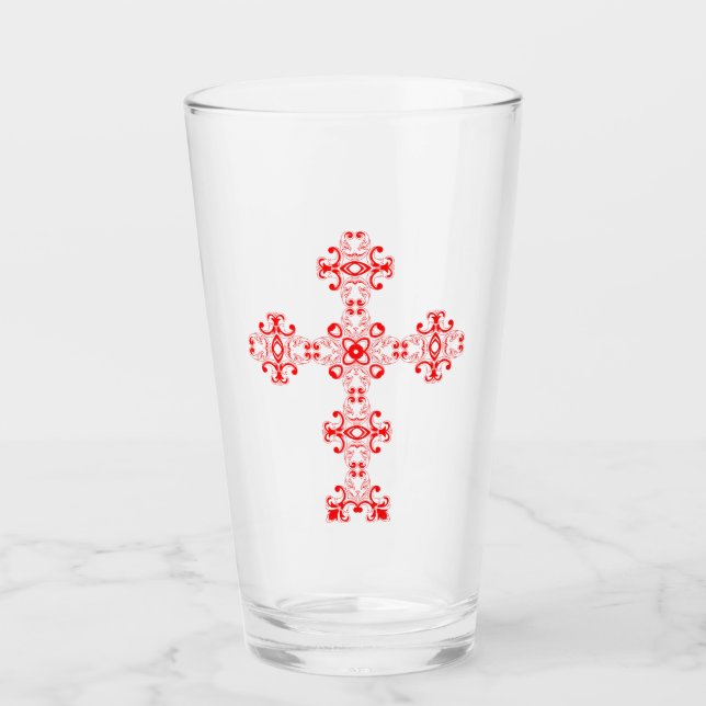 Cross with red ornament glass (Front)