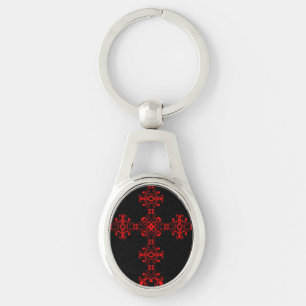 Cross with red ornament keychain