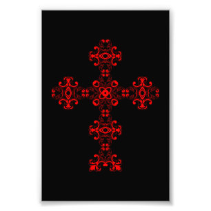 Cross with red ornament photo print