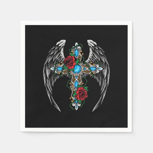 Cross with roses illustration napkins
