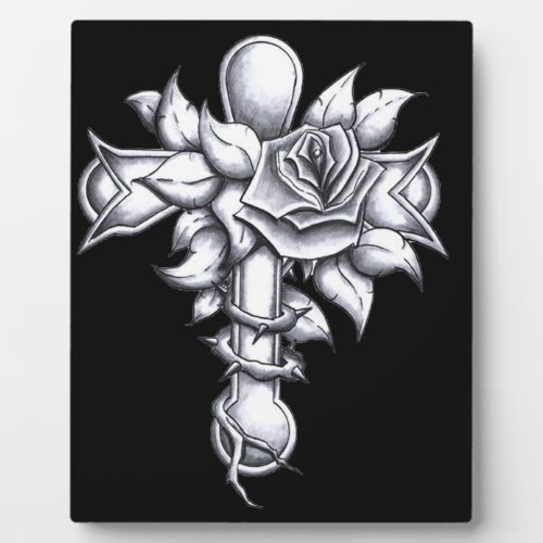 Cross with Roses Plaque