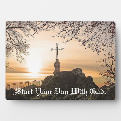 Cross With Shining Sun Tabletop Plaque with Easel