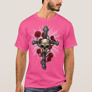 Cross with skull and roses  T-Shirt
