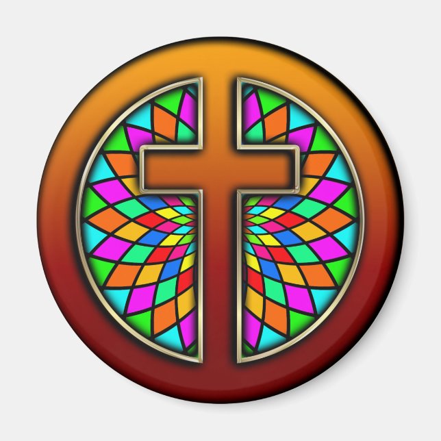 CROSS WITH STAINED GLASS MAGNET (Front)