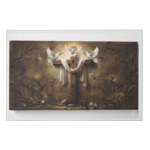Cross with White Doves Christian Art Canvas Print