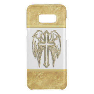 Cross with wings and white and gold foil design uncommon samsung galaxy s8+ case