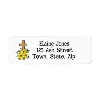 Cross with Yellow Flowers Return Address Labels