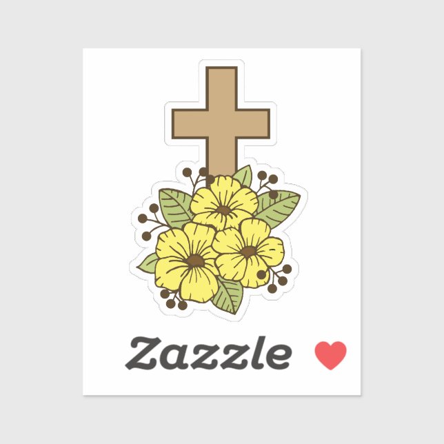 Cross With Yellow Flowers Sticker (Sheet)