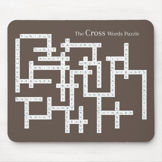 Cross Words Puzzle Semantics Humor Brown Mouse Pad (Front)