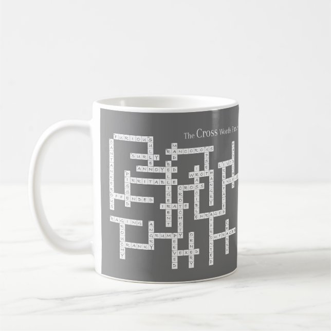 Cross Words Puzzle Semantics Humor Grey Coffee Mug (Left)