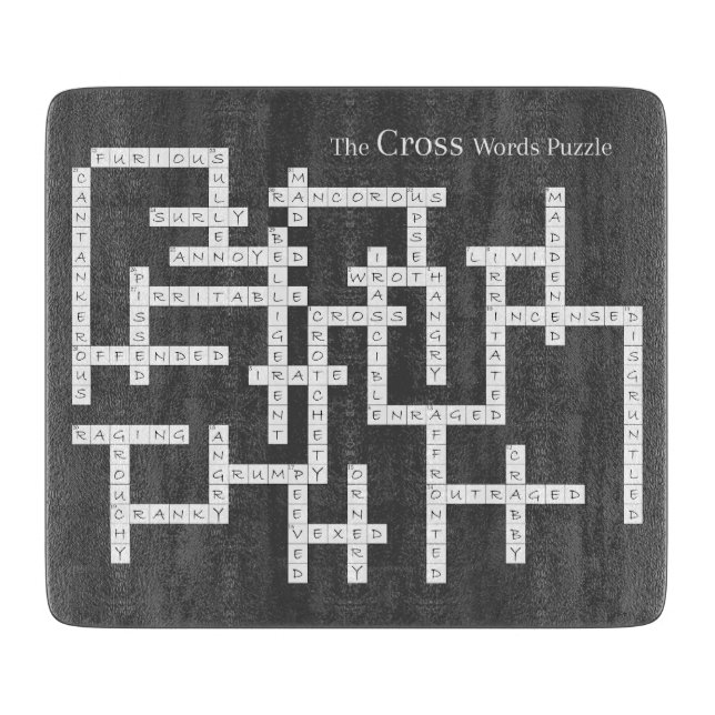 Cross Words Puzzle Semantics Humor Grey Cutting Board (Front)