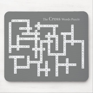 Cross Words Puzzle Semantics Humor Grey Mouse Pad