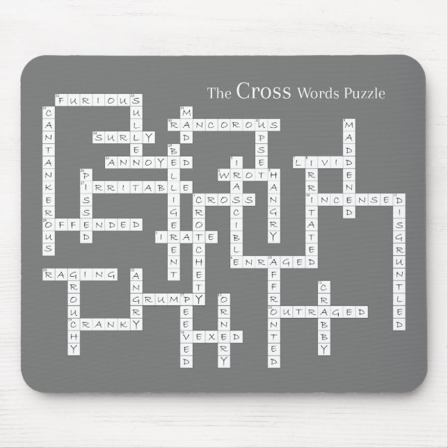 Cross Words Puzzle Semantics Humor Grey Mouse Pad (Front)