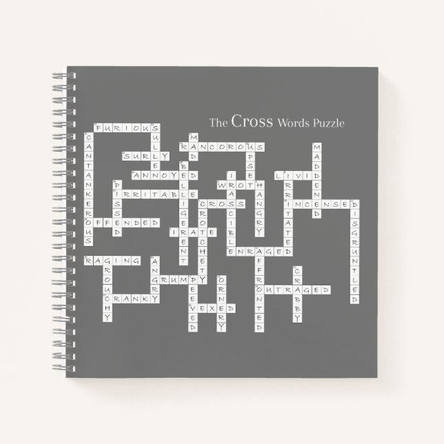 Cross Words Puzzle Semantics Humor Grey Notebook (Front)