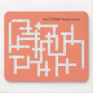 Cross Words Puzzle Semantics Humor Orange Mouse Pad
