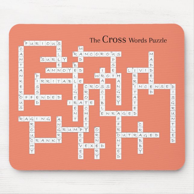 Cross Words Puzzle Semantics Humor Orange Mouse Pad (Front)
