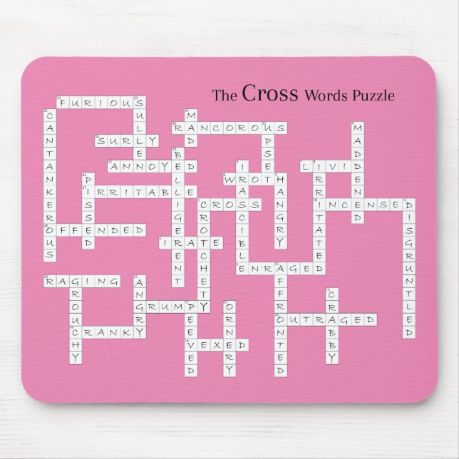 Cross Words Puzzle Semantics Humor Pink Mouse Pad (Front)