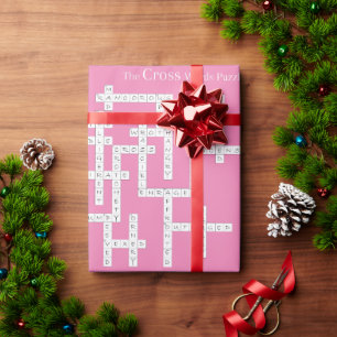 Cross Words Puzzle Semantics Humor Pink Wrapping Paper