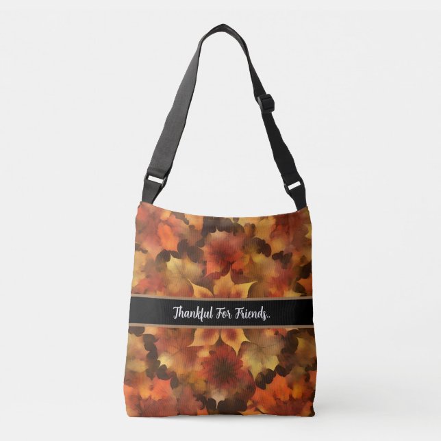 Crossbody Bag Autumn Leaves For Her Custom Text (Front)