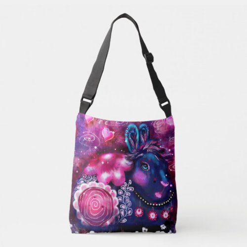 Crossbody Bag Purse _ Glamour Bunny Abstract Art