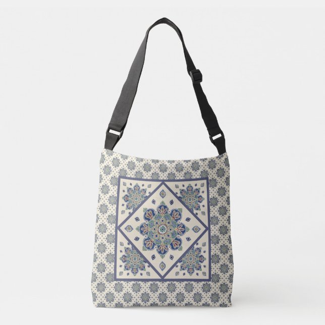 CrossBody Bag with Blue and Green Medallions (Front)