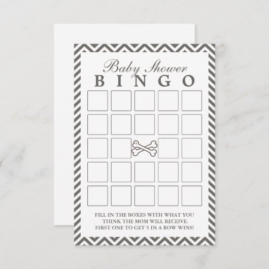Crossbones Chevron Stripes Baby Shower Bingo Cards (Front/Back)