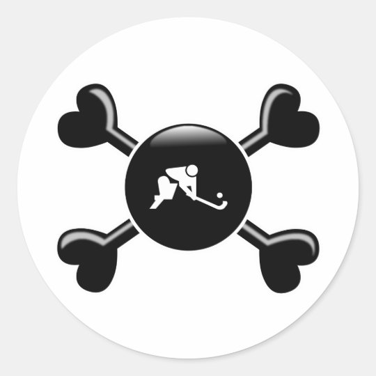 Crossbones Field Hockey Classic Round Sticker