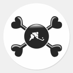 Crossbones Field Hockey Classic Round Sticker