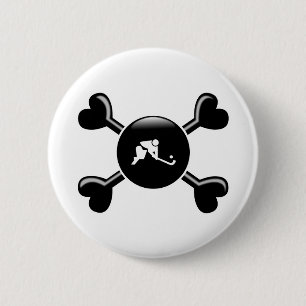 Crossbones Field Hockey Pinback Button