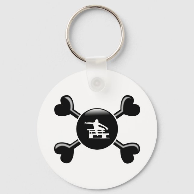 Crossbones Hurdling Keychain (Front)